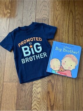 Just One You Carters "Promoted to Big Brother" Tee 18M & I’m a Big Brother Book